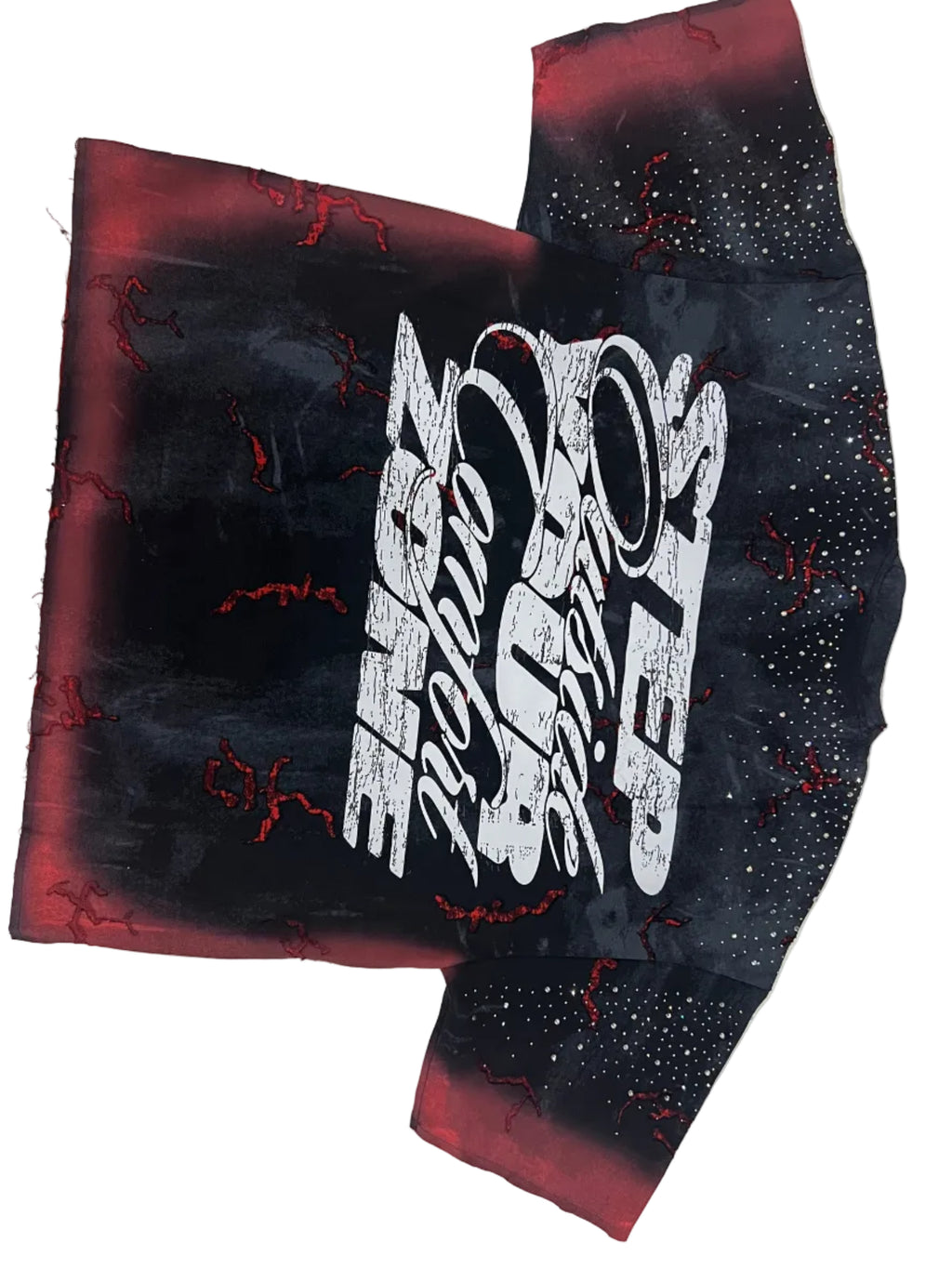 MEN'S STRAIGHT CROPPED T-SHIRT BLACK and red